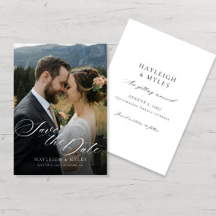 Modern Script Elegant Wedding Photo Save The Date