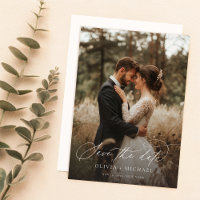 Modern Script Elegant Wedding Photo