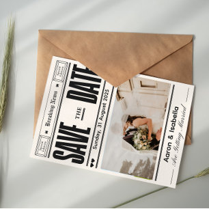 Modern Script Elegant Wedding Photo Save The Date Invitation