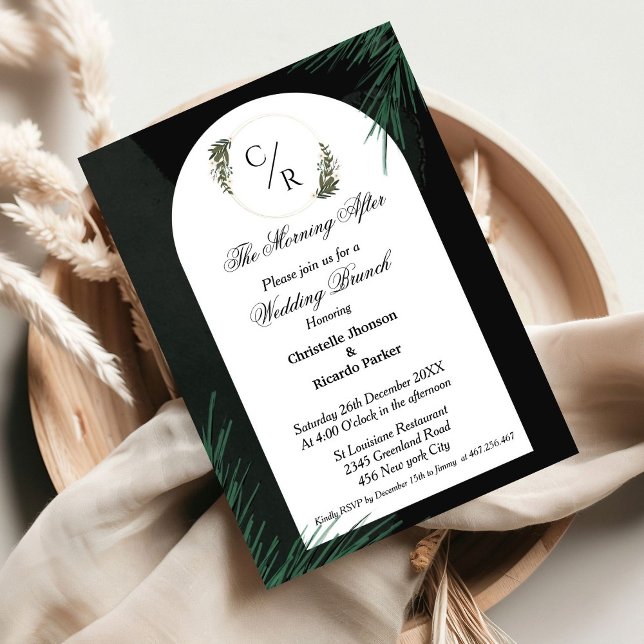 Modern script emerald green wedding brunch party  invitation (Creator Uploaded)