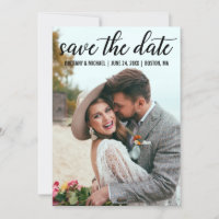 Modern Script Engagement Save The Date Photo BT
