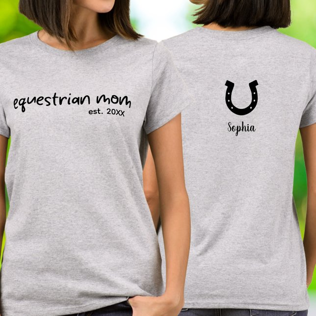 Modern Script Equestrian Mum Established Year T-Shirt (Creator Uploaded)