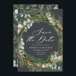 Modern script eucalyptus elegant wedding save the date<br><div class="desc">Modern script and eucalyptus foliage wreath elegant wedding save the date card. Modern minimal stylish design. All colours can be customised.</div>