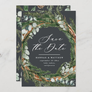 Modern script eucalyptus elegant wedding save the date