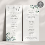 Modern Script Eucalyptus Wedding Program Invitation<br><div class="desc">Modern Script Watercolor Eucalyptus Wedding Program. Available digitally and printed. The main header is in a stylish set script and the rest of the text you can easily personalise. You can change the text and background colours if you wish to match your wedding colour theme via the Edit Further option...</div>