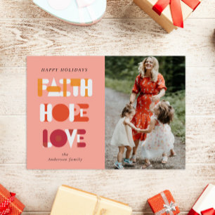 Modern Script Faith Holiday Photo Card