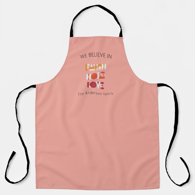 modern script faith hope love family monogram apron (Front)