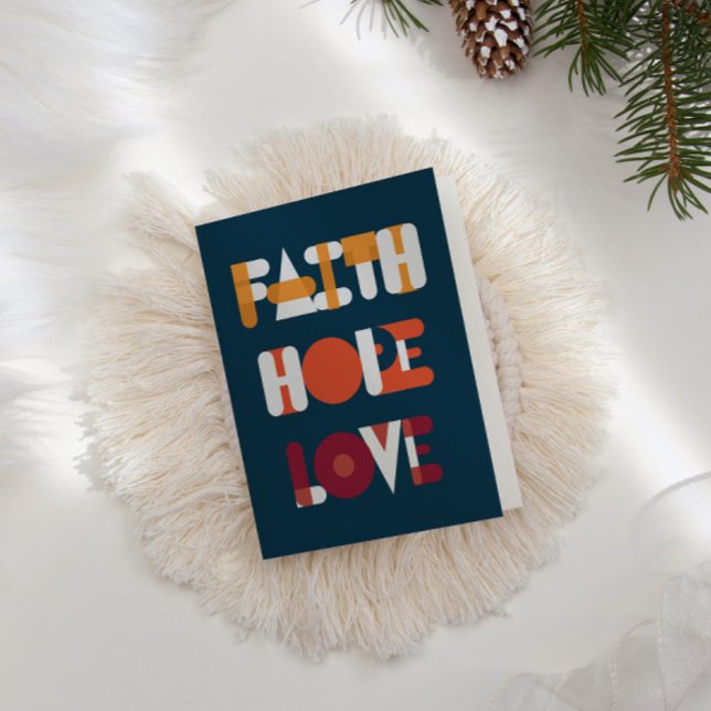 Modern Script Faith Hope Love Holiday Photo Card (Creator Uploaded)