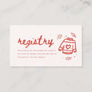 Modern Script Fall Bridal Shower Registry QR Code Enclosure Card