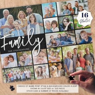 Modern Script FAMILY 16 Photo Collage Your Colour Jigsaw Puzzle