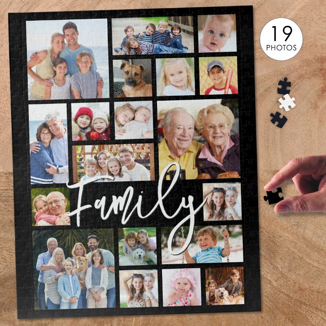 Modern Script FAMILY 19 Photo Collage Custom Colou Jigsaw Puzzle (Creator Uploaded)