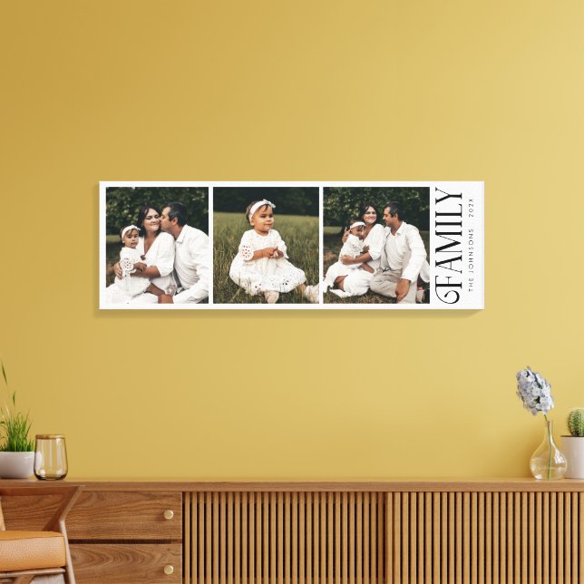 Modern Script Family Custom 3 Photos Name  Canvas Print (Insitu(LivingRoom))
