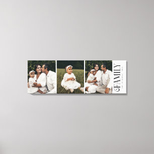 Modern Script Family Custom 3 Photos Name Canvas Print