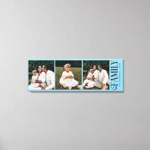 Modern Script Family Custom 3 Photos Name Canvas Print
