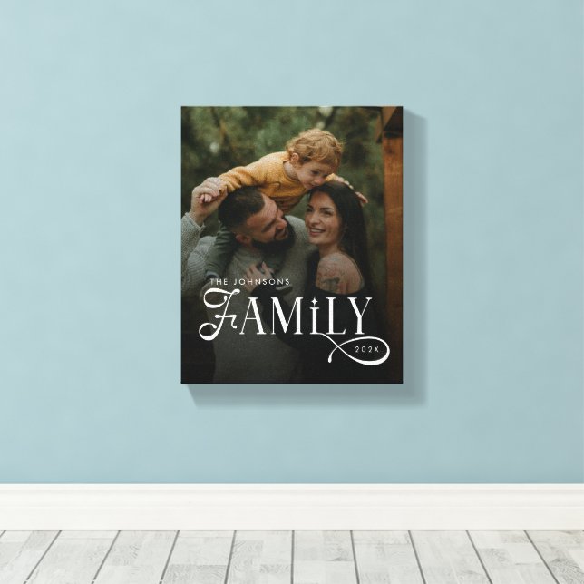 Modern Script Family Custom Photo Name  Canvas Print (Insitu(Wood Floor))