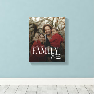 Modern Script Family Custom Photo Name Canvas Print