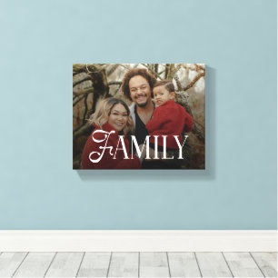 Modern Script Family Custom Photo Name Canvas Print