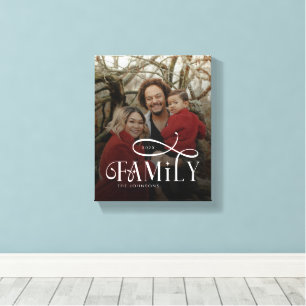 Modern Script Family Custom Photo Name Canvas Print