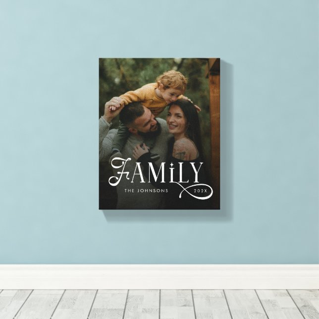 Modern Script Family Custom Photo Name  Canvas Print (Insitu(Wood Floor))