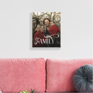 Modern Script Family Custom Photo Name Canvas Print