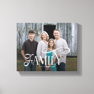 Modern Script Family Custom Photo Name Canvas Print