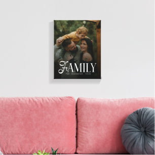 Modern Script Family Custom Photo Name Canvas Print
