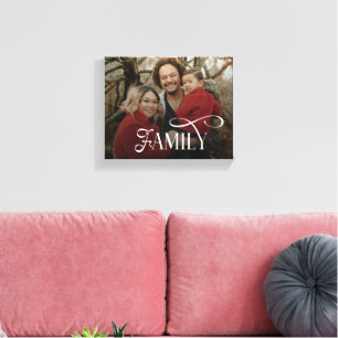 Modern Script Family Custom Photo Name Canvas Print