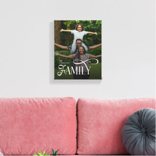 Modern Script Family Custom Photo Name Canvas Print