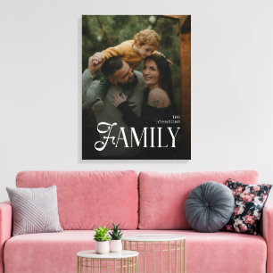 Modern Script Family Custom Photo Name Canvas Print