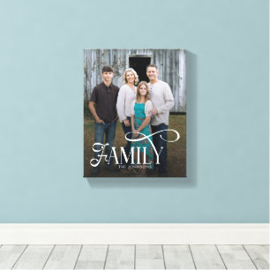 Modern Script Family Custom Photo Name  Canvas Print