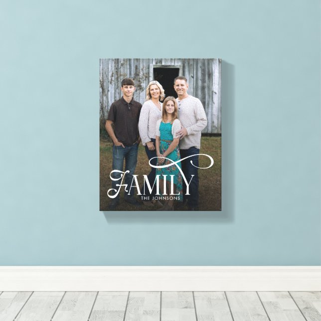 Modern Script Family Custom Photo Name  Canvas Print (Insitu(Wood Floor))