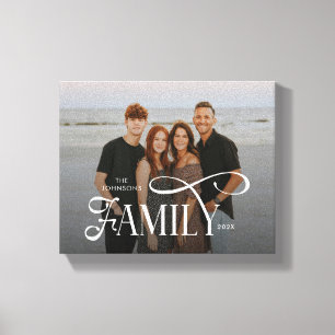 Modern Script Family Custom Photo Name  Canvas Print