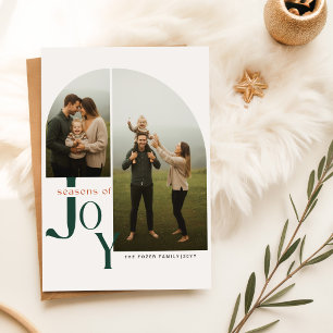 Modern Script Family Multi Photo Collage Christmas Holiday Postcard