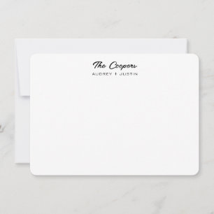 Modern Script Family Name, Black Personalised Flat Card