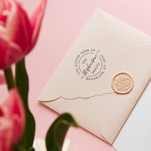 Modern Script Family Name Round Return Address Self-inking Stamp