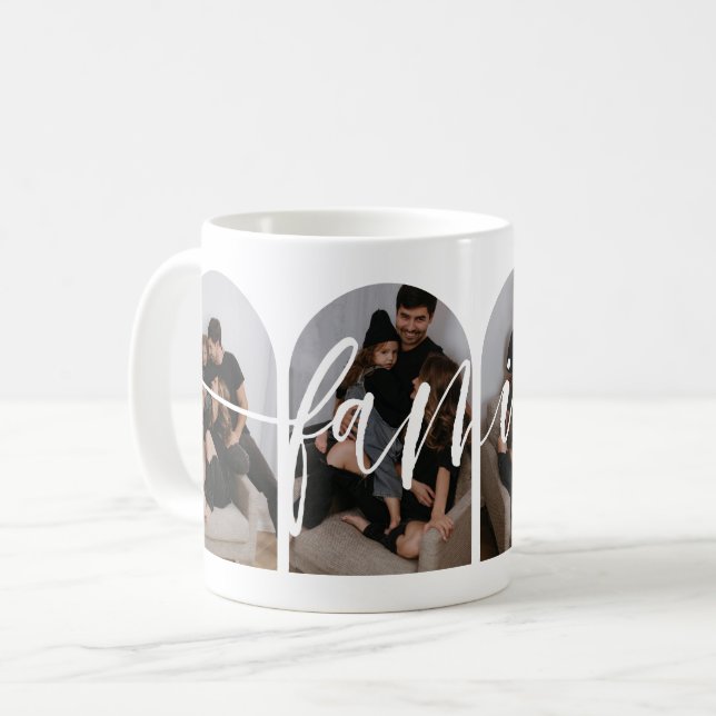 Modern Script Family Photo Coffee Mug (Front Left)