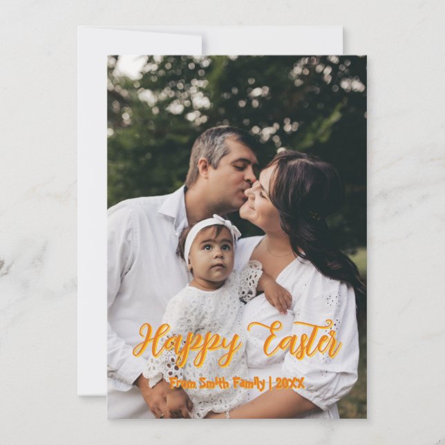 Modern Script Family Photo easter Holiday Card (Front)