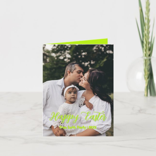 Modern Script Family Photo easter Holiday Card (Front)