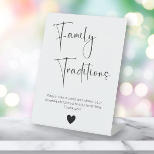 Modern Script Family Traditions Baby Shower Pedestal Sign