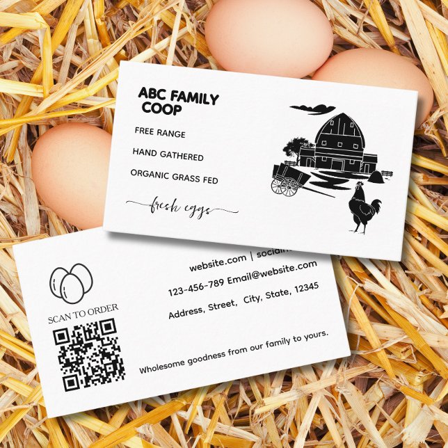 Modern Script  Farm Fresh Eggs Business Card (Creator Uploaded)
