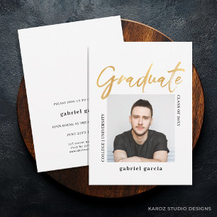 Modern Script Faux Gold Graduation Party Invitation