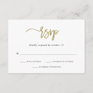 Modern Script Faux Gold Wedding Response