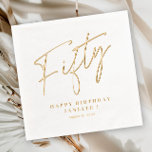 Modern Script Fifty 50th Birthday  Foil Napkins<br><div class="desc">Modern Script Fifty 50th Birthday Foil Napkins. Click the personalise button to customise this design with your text.</div>