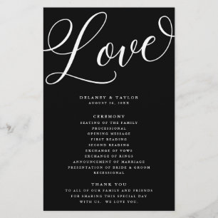Modern Script Flourish, Black Paper Program