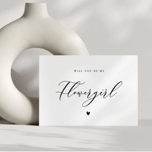 modern script flowergirl proposal card