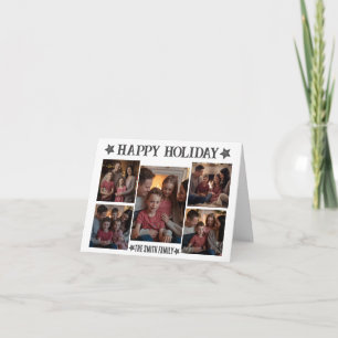 Modern Script Folded 5 Photos  Happy Holidays Card