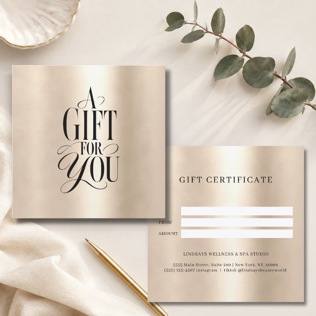 Modern Script Font Gold Business Gift Certificate (Modern Script Font Business Gold Gift Certificate)