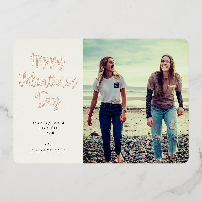 Modern Script Font Happy Valentine's Day Photo (Front)