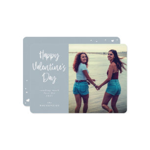 Modern Script Font Happy Valentine's Day Photo Holiday Card
