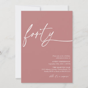 Modern Script Fortieth Birthday Party  Invitation